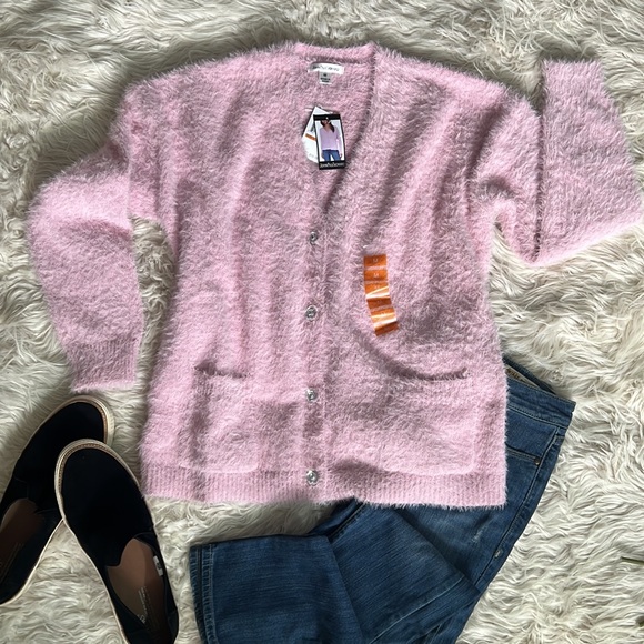 John Paul Richard Fuzzy Button Down Cardigan size medium - Picture 7 of 8